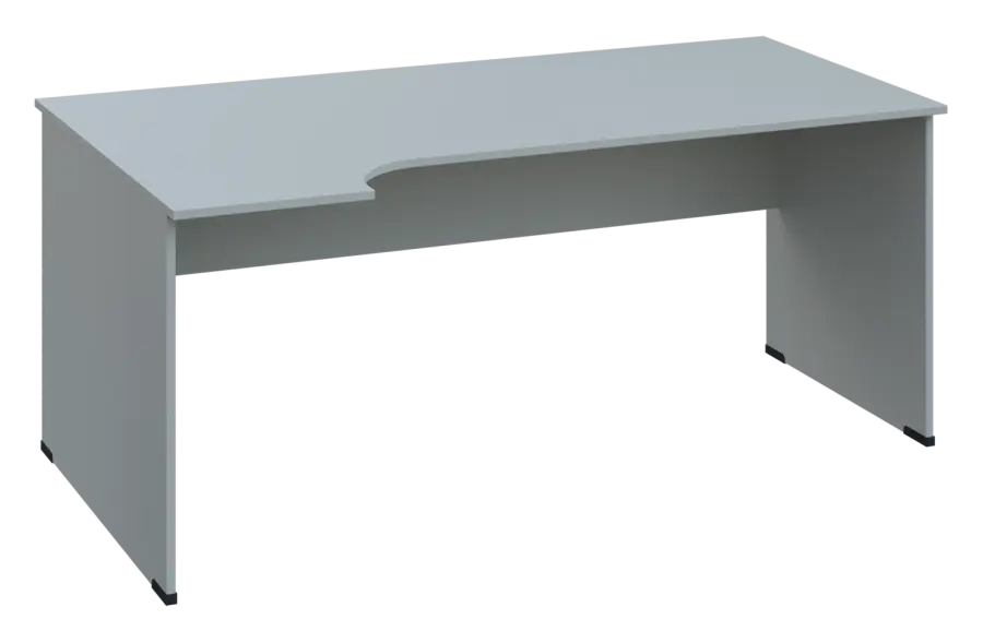 ERL 18 - 184 stůl kancelářský, rohový, levý, dřevěná podnož, deska 18 mm, široký 1800 mm, šedá